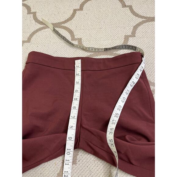 AKRIS slim stretch skinny viscose interior slit hem burgundy pants, size 4 - Picture 8 of 13